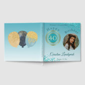 Personalisiertes Foto Aquamarin Blue Glitzer 40. G Gästebuch (Voll)