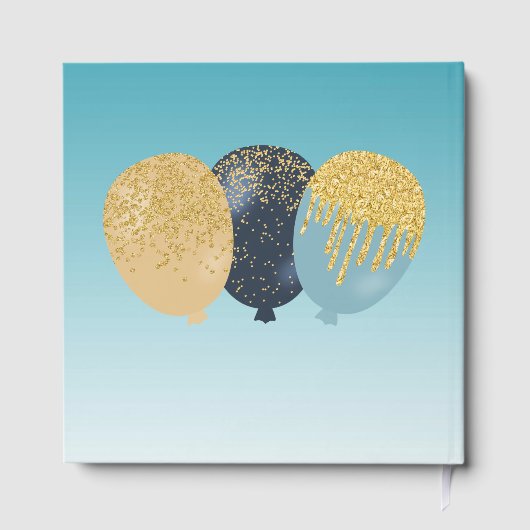 Personalisiertes Foto Aquamarin Blue Glitzer 40. G Gästebuch (Rückseite)