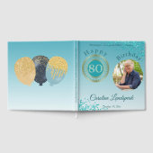 Personalisiertes Foto Aquamarin Blue Glitzer 80. G Gästebuch (Voll)