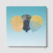 Personalisiertes Foto Aquamarin Blue Glitzer 80. G Gästebuch (Rückseite)