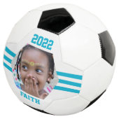 Personalisiertes Foto Aquamarine Streifen Fußball (Dreiviertel)