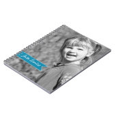 Personalisiertes Foto-aquamariner blauer Notizblock (Linke Seite)