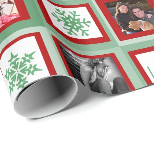 Personalisiertes Foto auf den roten und grünen Plä Geschenkpapier (Rolleneckpunkt)