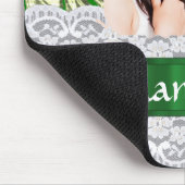 Personalisiertes Foto aus grünem Damast Mousepad (Ecke)