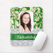 Personalisiertes Foto aus grünem Damast Mousepad (Mit Mouse)