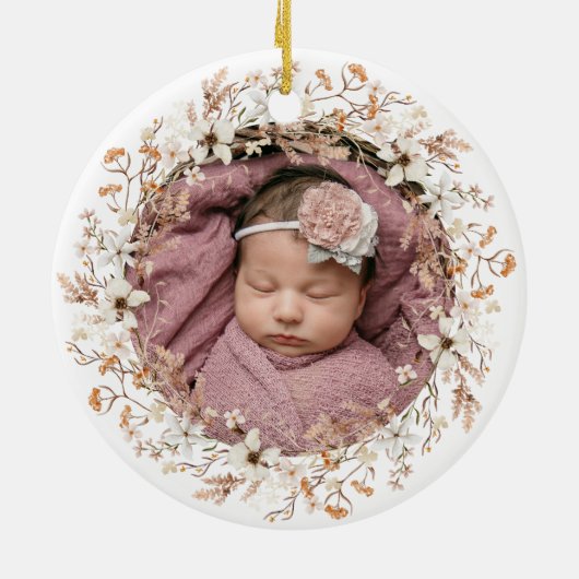 Personalisiertes Foto Baby 1. Weihnachtsanfang Wil Keramik Ornament (Hinten)
