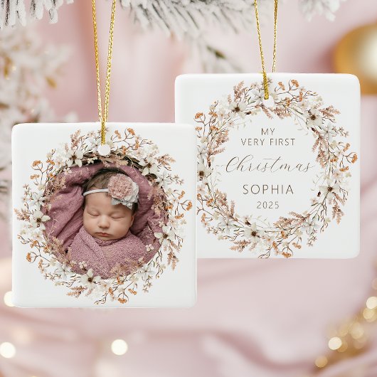 Personalisiertes Foto Baby 1. Weihnachtsanfang Wil Keramikornament