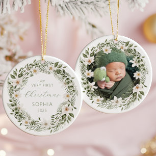 Personalisiertes Foto Baby 1. Weihnachtswald Keramik Ornament