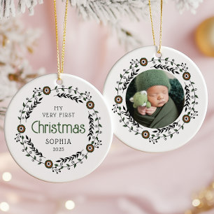 Personalisiertes Foto Baby First Christmas Nordic Keramik Ornament