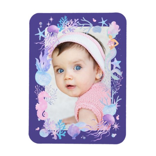 Personalisiertes Foto Baby Girl Kleine Meerjungfra Magnet (Vertikal)