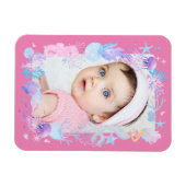 Personalisiertes Foto Baby Girl Under Sea Pink Magnet (Horizontal)