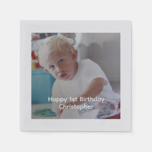 Personalisiertes Foto Baby Kinder 1. Geburtstag Serviette
