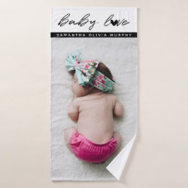 Personalisiertes Foto Baby Liebe & Name Erinnerung Badehandtuch