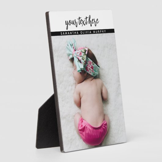 Personalisiertes Foto Baby Liebe & Name Erinnerung Fotoplatte (Seite)