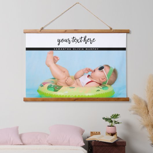 Personalisiertes Foto Baby Liebe & Name Erinnerung Wandteppich Mit Holzrahmen (Schlafzimmer)