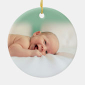 Personalisiertes Foto Baby's erstes Weihnachten Keramik Ornament (Hinten)