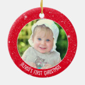 Personalisiertes Foto Baby's First Christmas Keramik Ornament (Hinten)