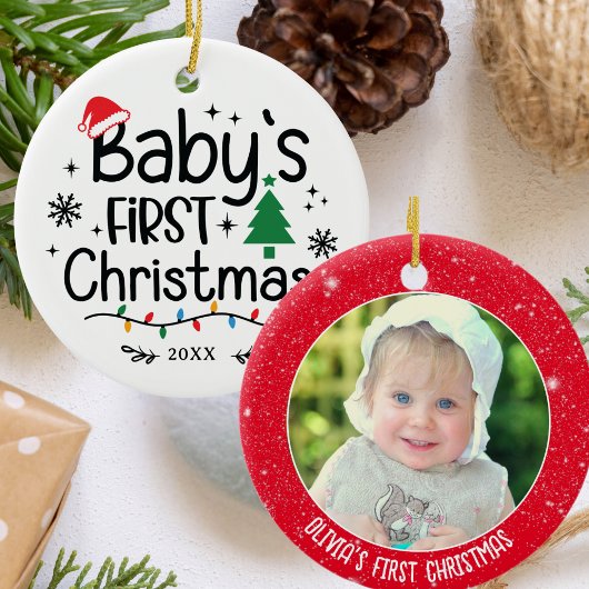 Personalisiertes Foto Baby's First Christmas Keramik Ornament