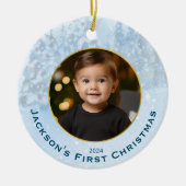 Personalisiertes Foto Baby's First Christmas Keramik Ornament (Vorne)