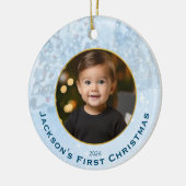 Personalisiertes Foto Baby's First Christmas Keramik Ornament (Links)