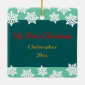 Personalisiertes Foto Baby's First Christmas  Keramikornament (Rückseite)