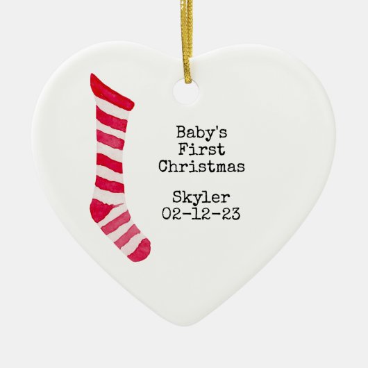 Personalisiertes Foto Baby's First Christmas Ornam Keramik Ornament (Vorne)