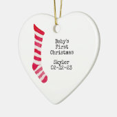 Personalisiertes Foto Baby's First Christmas Ornam Keramik Ornament (Links)