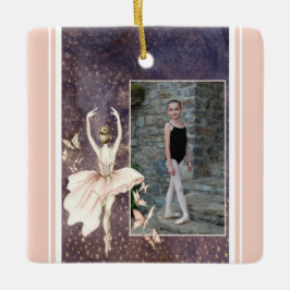 Personalisiertes Foto Ballerina, Schmetterling Wei Keramikornament