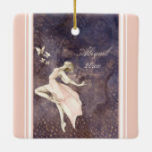 Personalisiertes Foto Ballerina, Schmetterling Wei Keramikornament (Rückseite)