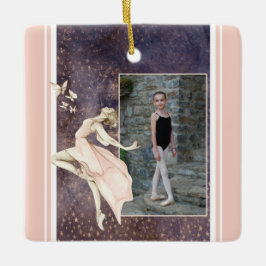Personalisiertes Foto Ballerina, Schmetterling Wei Keramikornament