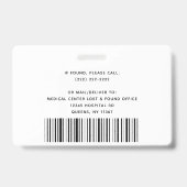 Personalisiertes Foto, Bar-Code, Logo, Abzeichen Ausweis (Rückseite)