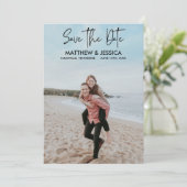 Personalisiertes Foto Beach Hochzeit Save the Date (Stehend Vorderseite)