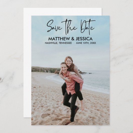 Personalisiertes Foto Beach Hochzeit Save the Date (Vorne/Hinten)