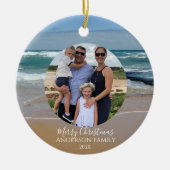 Personalisiertes Foto Beach Ocean Weihnachtskarte Keramik Ornament (Vorne)