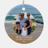Personalisiertes Foto Beach Ocean Weihnachtskarte Keramik Ornament (Hinten)