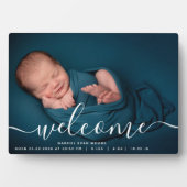 Personalisiertes Foto Begrüßungsskriptüberlagerung Fotoplatte (Vorderseite)