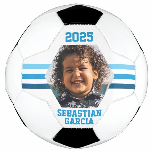 Personalisiertes Foto Beibehaltung Multi Blue Stri Fußball (Vorderseite)