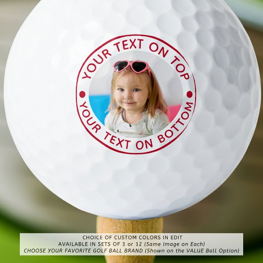 Personalisiertes Foto Benutzerdefinierter roter Te Golfball