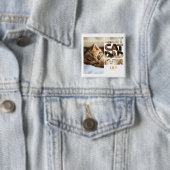 Personalisiertes Foto Bester Katzenvater ever Button (Beispiel)