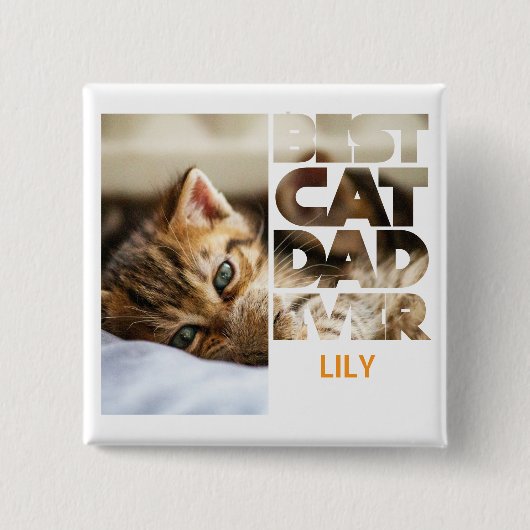 Personalisiertes Foto Bester Katzenvater ever Button (Vorderseite)