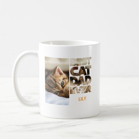 Personalisiertes Foto Bester Katzenvater ever Kaffeetasse (Links)