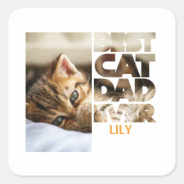 Personalisiertes Foto Bester Katzenvater ever Quadratischer Aufkleber