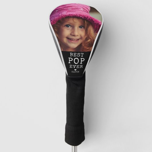 Personalisiertes Foto Bester Pop je Schwarz-Weiß Golf Headcover (Vorderseite)