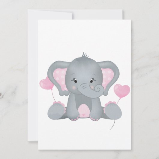 Personalisiertes Foto Birth Stats Girl Baby Elepha Ankündigung (Rückseite)