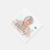 Personalisiertes Foto Black Script 70. Geburtstag Serviette (Ecke)