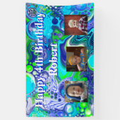 Personalisiertes Foto Blau und Grün zum Geburtstag Banner (Vertikal)