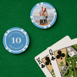 Personalisiertes Foto Blaue Zahl 10 Spiel Pokerchips