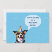 Personalisiertes Foto Blauer Welpenhund Geburtstag Einladung (Rückseite)