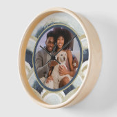 Personalisiertes Foto Blaues Wasserfarbmuster Uhr (Winkel)