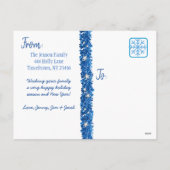 Personalisiertes Foto Blue Candy Cane Weihnachten (Rückseite)